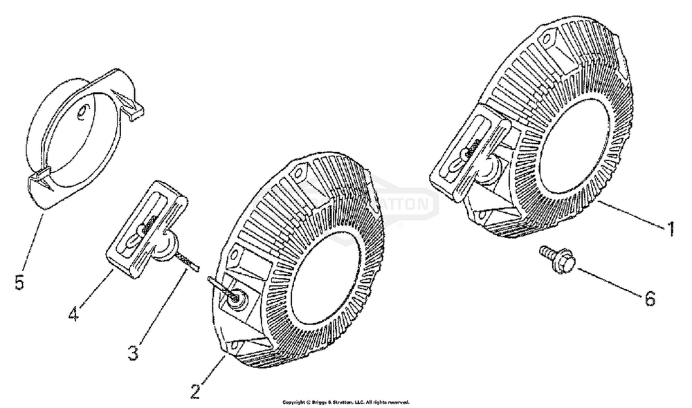 Recoil Starter Diagram and Parts List for 1715-0  Briggs and Stratton Generator